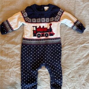 Janie and Jack Navy and Red Train One Piece